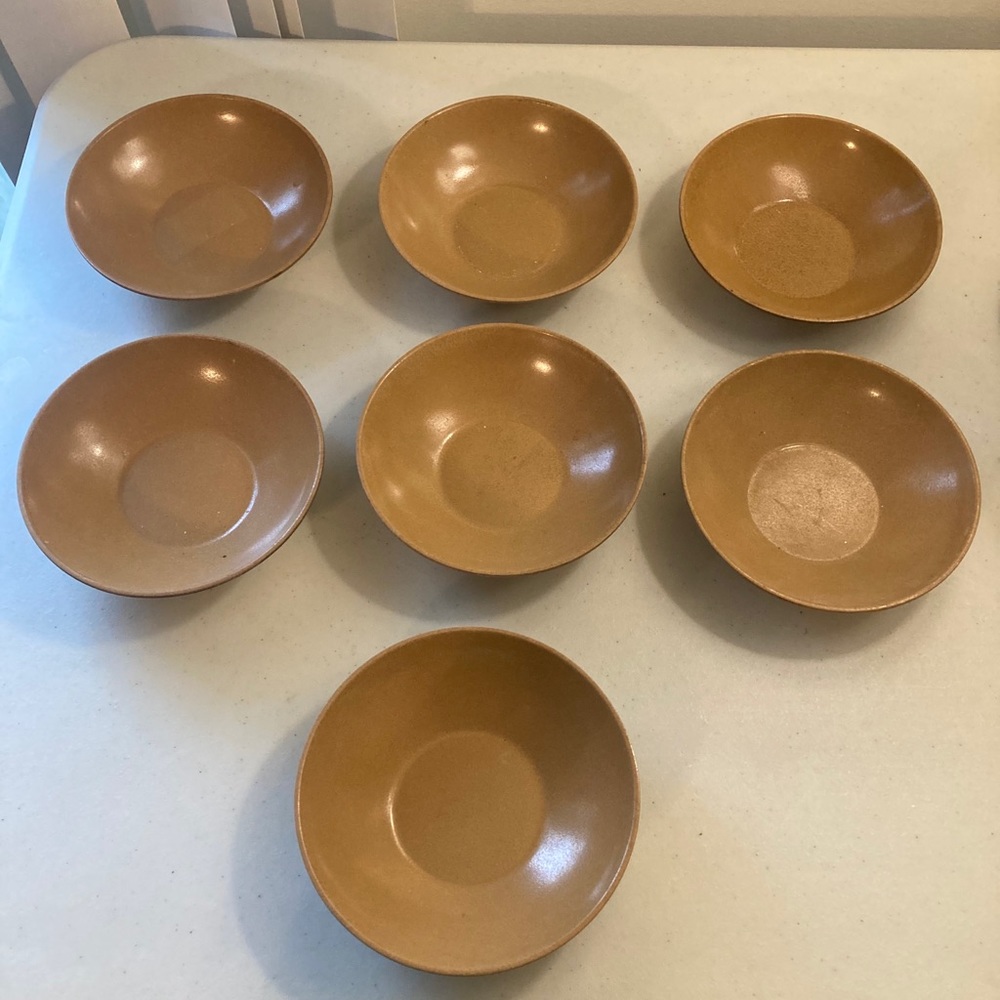 Mid century set 7 Silite brown plastic molded bowl